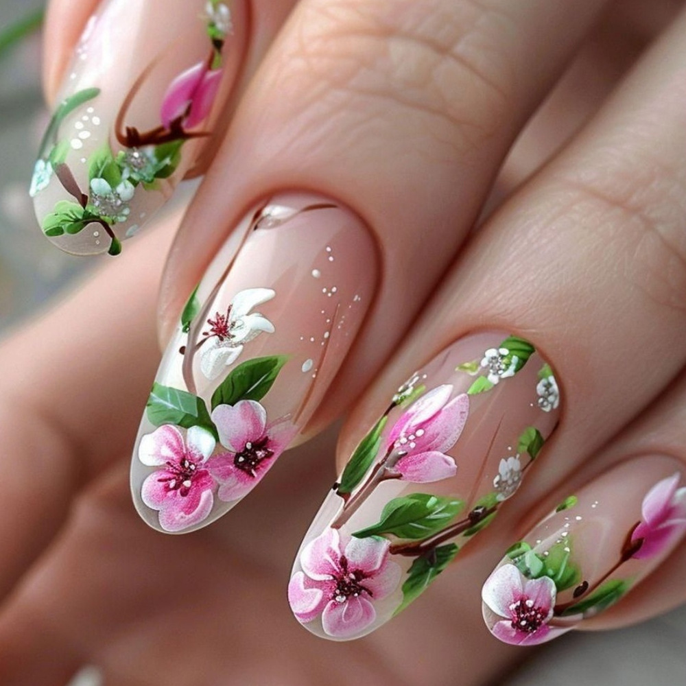 Nail Art Design - Fausse presse d'amande courte avec colle