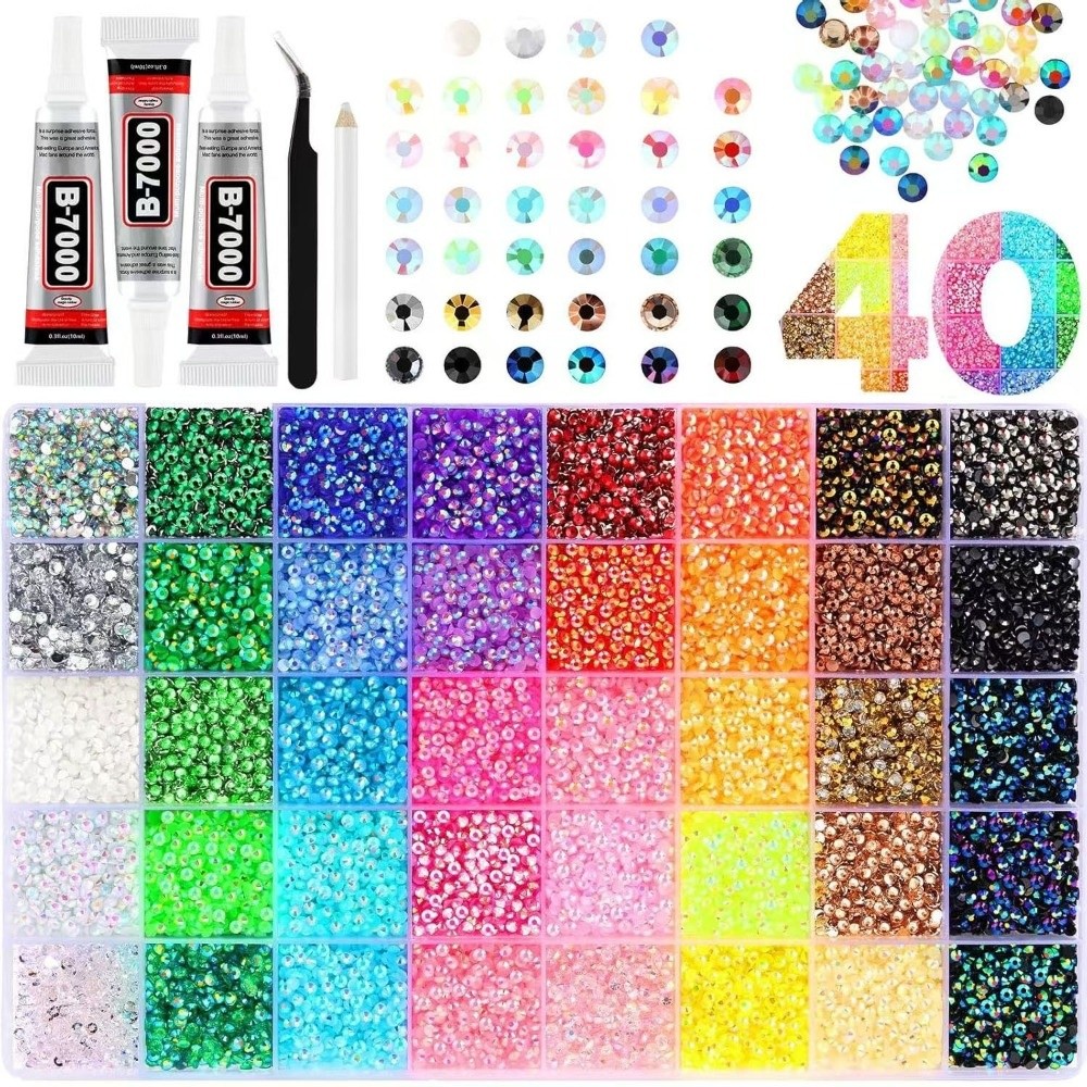 Nail Art Emerald - Kit de strass en résine multicolore